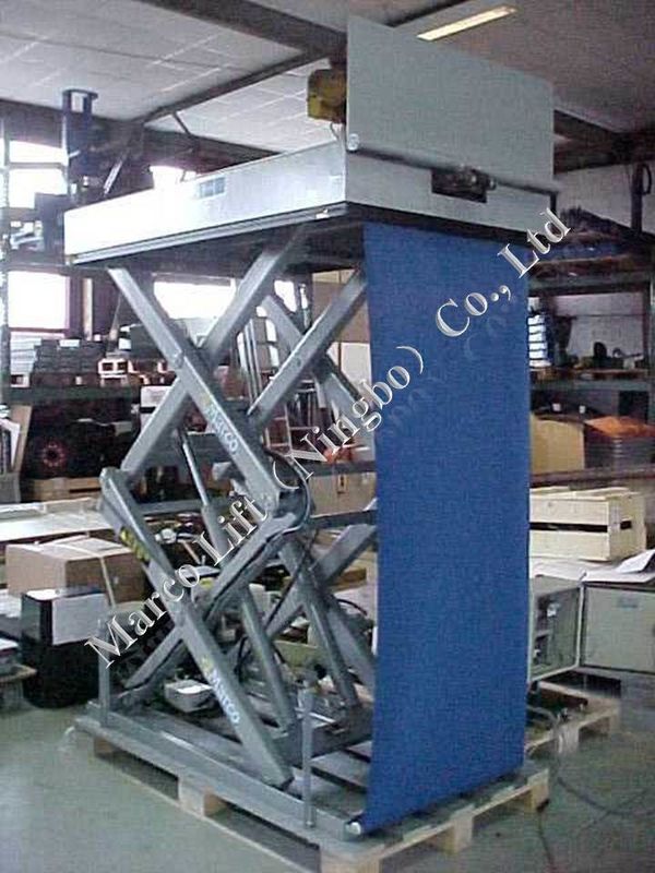 सीई प्रमाणित अनुकूलन योग्य मार्को उच्च कैंची लिफ्ट टेबल लोडिंग फ्लैप और पर्दे के साथ